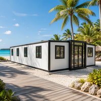 Maisons conteneurs en acier à toit plat, pliables et au design moderne, adaptées à l'utilisation dans les immeubles de bureaux, appartements, hôtels, villas