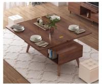Table basse relevable en MDF noir avec compartiment caché Table centrale en bois pratique pour le salon