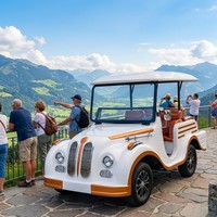 Voiture électrique vintage classique 5 places, moteur AC 4,0 kW, frein hydraulique double circuit, véhicule de tourisme panoramique, fabricant