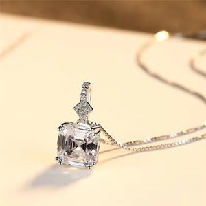 Joyería fina, cadena de caja de Plata de Ley 925, collar con abalorio de <span class=keywords><strong>morganita</strong></span> de 8mm con corte Asscher - Product Image 4