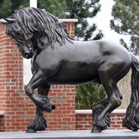 Sculpture de cheval noir en laiton moulé en usine, statue en bronze grandeur nature pour la décoration de jardin