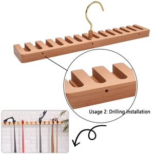 2 en 1 Ceintures de cintres en bois Support de rangement Cintres muraux Cintres en bois de qualité Ceintures de garde-robe Organisateur - Product Image 3