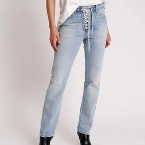 Calça jeans feminina de cintura alta, calça jeans larga larga larga, calça jeans larga casual, para mulheres, atacado