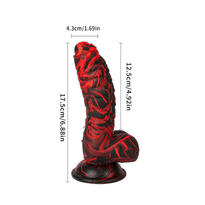 Dildo de Silicona Especial de 7 Pulgadas con Fuerte Succión, Sensación Realista, Rojo y Negro, Dildo Realista Enorme para la Masturbación Femenina - Product Image 6