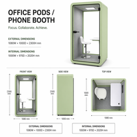 Cabine de bureau acoustique modulaire personnalisée, cabine de téléphone insonorisée, cabine de bureau amovible pour le travail en studio