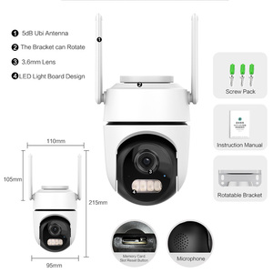 Kamera CCTV monitor keamanan nirkabel ICSEE wifi untuk rumah, luar ruangan, tahan hujan, 1080p HD, jaringan jarak jauh, penglihatan malam, kamera ptz 2MP - Product Image 5