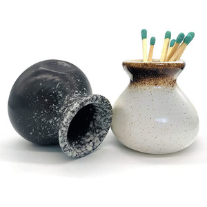Ceramic <strong>Match</strong> Holder with Striker Modern Ceramic Jar for <strong>Strike</strong> <strong>Anywhere</strong> <strong>Matches</strong> - Product Image 4