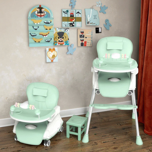 Chaise haute multifonction 3 en 1 pour bébé Chaise de salle à manger Chaise de bébé pliable Siège balançoire pour manger Chaise d'alimentation luxueuse pour bébé - Product Image 1