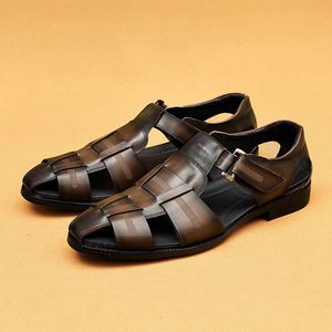 Sandalias de Verano para Hombre, Personalizadas, de Lujo, Tejidas a Mano, Transpirables, de Cuero Vacuno, Casuales de Negocios, Punta Abierta, Cierre de Velcro - Product Image 6