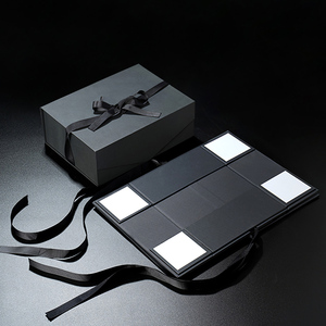 Custom Luxury Flip Top Cardboard Black <b>Paper</b> Magnetic Gift Box Packaging Print Package - Product Image 4