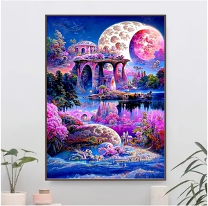 ภาพวาดติดเพชรแบบทำมือใหม่ภาพทิวทัศน์ปราสาทด้วยเม็ดเพชรแบบทำมือปัก5D 30x40ผ้าใบแบบทำมือ - Product Image 5