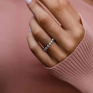 Anillos de Boda CANNER de 2 mm con Circonita Cúbica, Anillos de Compromiso Apilables de Eternidad Completa, Plata de Ley S925 - Product Image 6