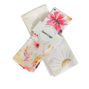 Toalla de mano de microfibra Uso en <span class=keywords><strong>el</strong></span> hogar logo Toalla de plato Tejido floral Diseño liso Secado rápido - Product Image 2