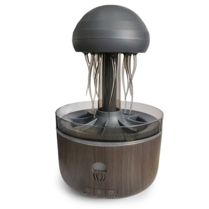 Humidificateur d'arômes ultrasonique rotatif en forme de méduse, effet pluie, brume champignon, 320 ml, en bois clair profond - Product Image 6