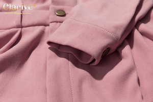 Clacive envío rápido Oficina de manga completa mujer elegante vestidos de la <span class=keywords><strong>calle</strong></span> Rosa otoño Casual vestidos de <span class=keywords><strong>las</strong></span> mujeres - Product Image 6