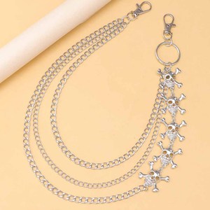 โซ่คาดเอวโลหะรูปหัวกะโหลกสไตล์เรโทรสุดแฟชั่นสำหรับผู้หญิง โซ่หลายชั้น โซ่คล้องกางเกง สไตล์ฮิปฮอป ใส่ได้ทุกวัน ผลิตจากโลหะผสมสังกะสี สีขาว K - Product Image 2