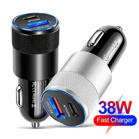 Cargador Mini USB para Coche al por Mayor de Aleación de Aluminio 38W 15W con Adaptador de Suministro de Energía PD QC3.0 Enchufe de Carga Rápida de 2 Puertos