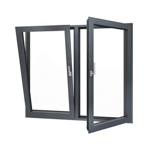 Fenêtre à battant coulissant en aluminium noir à double vitrage avec isolation thermique personnalisée, charnière inférieure, basculante et pivotante, ouverture vers l'intérieur - Product Image 2