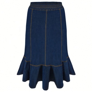 Ultimo Modello di Gonna <span class=keywords><strong>in</strong></span> <span class=keywords><strong>Jeans</strong></span> Taglie Forti per Donne, <span class=keywords><strong>con</strong></span> <span class=keywords><strong>Vita</strong></span> Elastica e Balze, Gonna Lunga <span class=keywords><strong>in</strong></span> Denim - Product Image 6
