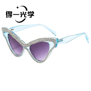 Cat Eye <b>Sunglasses</b> Black Rhinestone Frame UV400 Women's Fashion Sun Glasses - Product Image 4