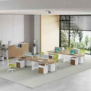 Table <span class=keywords><strong>de</strong></span> <span class=keywords><strong>travail</strong></span> <span class=keywords><strong>de</strong></span> bureau pour 4 personnes, design simple, haute qualité, bon marché, avec piédestal fixe, vente chaude - Product Image 4