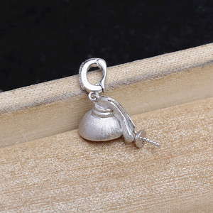 S925 Silver Frosted DIY Accessory Girl's Hat with Universal Buckle Pearl Pendant Empty Holder 10-12DIY <b>Jewelry</b> <b>Cases</b> 5696 - Product Image 4