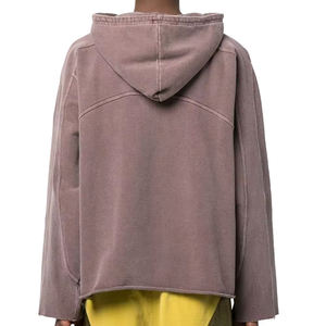 Customized Logo Cotton Cropped Oversized Men's Hoodies High Quality Plain Vintage Washed Heavyweight Loose Men Hoodies - Product Image 4