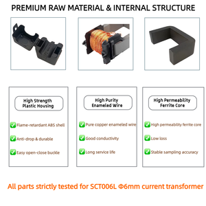 SCT006 หม้อแปลงกระแสแบบแยกได้, ระดับ 1%, อินพุต 1-20A, เอาต์พุต mA, ล็อคปลอดภัย - Product Image 3