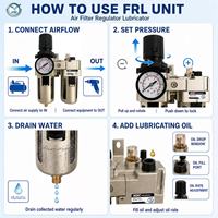 Unité FRL XQC AC4010 Série 1/2 BSP, filtre-régulateur-lubrificateur à haut débit pour air comprimé, en aluminium, pièces pneumatiques pour source d'air