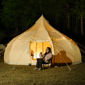Carpa de lujo de algodón y oxford de 4M, 5M, 6M, hermosa carpa tipo loto para las cuatro estaciones, carpa de glamping a prueba de lluvia y sol de gran tamaño. - Product Image 1
