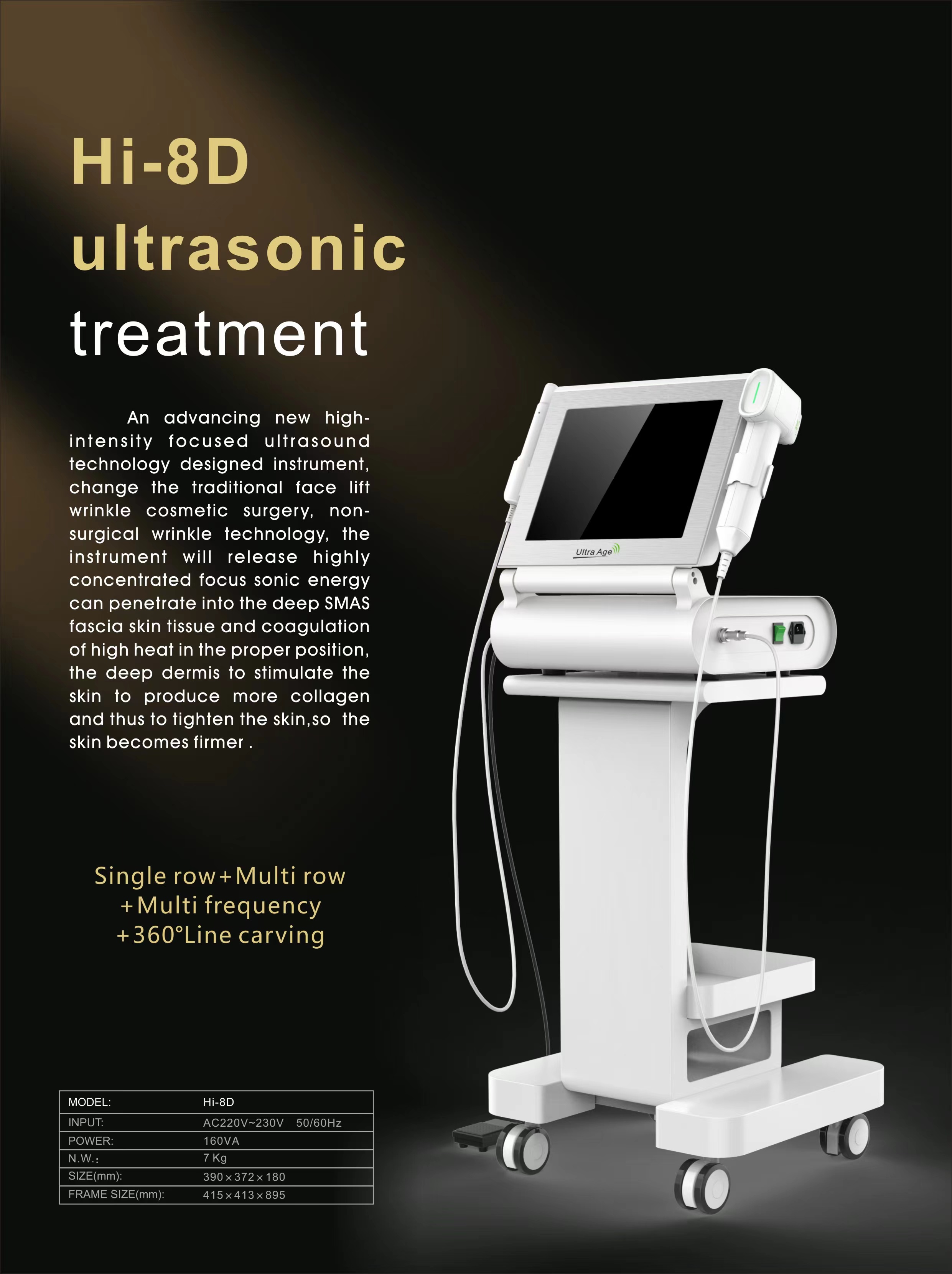 2023 New 8D HIFU Ultrasound Skin Tightening Machine Hifu Therapy For Face And Neck Lifting