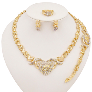 Collar Yulaili Bear I Love You con Abrazos y Besos Xoxo, Conjunto de Joyería Estilo Oro de Dubái, Regalos y Accesorios - Product Image 6