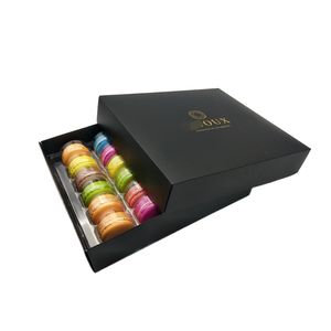 OEM & ODM箔衬纸盒定制<span class=keywords><strong>2</strong></span> <span class=keywords><strong>3</strong></span> 6 12 24马卡龙托盘，带压花文件夹类型，用于寿司 - Product Image 5