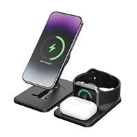 Cargador Inalámbrico Magnético 3 en 1 Plegable, 15W, Carga Rápida para iPhone 13 14 15 16 17 Pro Max, de Escritorio