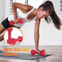 Ensemble d'haltères hexagonales en fonte de 1 kg, revêtement néoprène, anti-roulement, réglables, pour unisexe, famille, yoga, entraînement en salle de sport