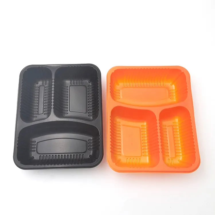 Recyclable customized ps, pp plastic food lunch box, microwave heating plastic takeout snack box