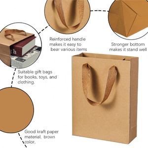 Customizable Handmade Sustainable Luxury Kraft Paperboard Bag Recycled Materials for Small Business Restaurant Take-Away Food - Product Image 4