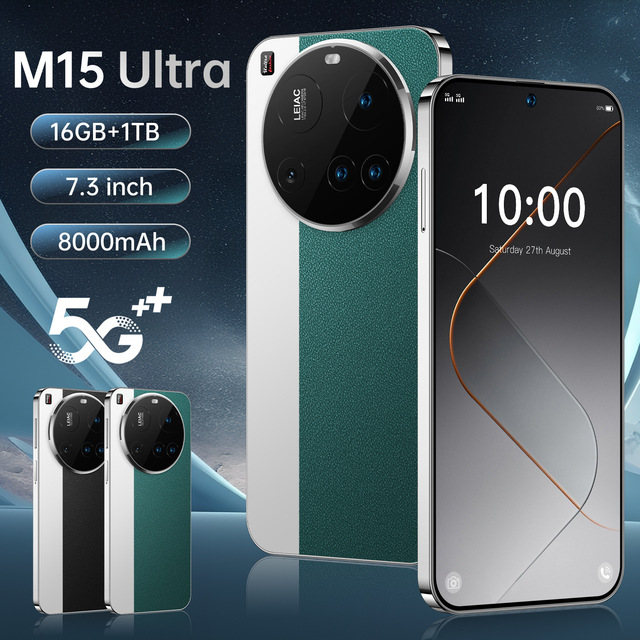 Factory M15 Ultra 16GB+1TB Smartphones 5G Android 14 7.3 Inch LED Screen Deca Core French Dual SIM Global Version Unlocked