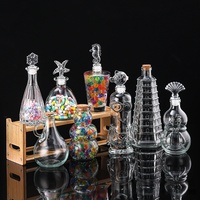 Bouteille en verre transparente Tour Eiffel de Paris, petite, moyenne, grande, pour liqueur, 45ml, 200ml, 380ml, avec couvercle en bois et bouchon en liège, autocollant décoratif