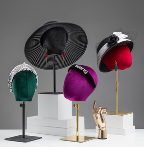 Tête de mannequin en toile de lin velours personnalisé support de chapeau casquette <span class=keywords><strong>porte</strong></span>-vitrine casquette tissu rose hommes femme tête de mannequin noire pour afficher la perruque - Product Image 4