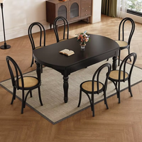 Table à manger ronde extensible et pliable en bois massif et pierre, avec plateau amovible, pour 6 personnes, mobilier de maison minimaliste et écologique