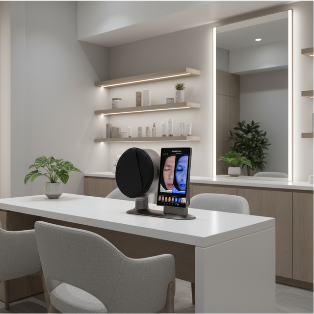 18 HD Images Wholesale Facial Skin Analyzer with Magnifier and Aging Simulation for Cosmetic Company and Beauty Salon