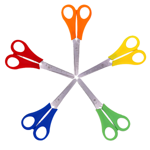 School Office Multipurpose Stainless Steel Smooth <b>Edge</b> DIY Ruler Student Kids Scissors <b>Plastic</b> Handle Multi-Color - Product Image 1