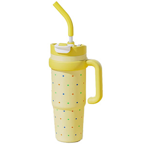 Vaso Térmico <span class=keywords><strong>de</strong></span> Gran Capacidad, Aislado al Vacío, <span class=keywords><strong>de</strong></span> Acero Inoxidable, con Pajita, Portátil para Mujer, con Control Inteligente <span class=keywords><strong>de</strong></span> Temperatura, Diseño <span class=keywords><strong>de</strong></span> Puntos - Product Image 1
