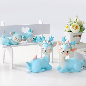 Figurine de cerf en résine, couple bleu, 7-12 ans, décoration de bureau, cadeau - Product Image 1