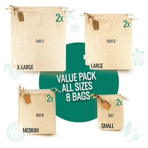 Bolsas de Muselina de Algodón Orgánico Estampadas con Cordón, Bolsa de Embalaje de Lino y Algodón con Logotipo Personalizado - Product Image 3