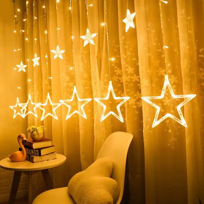 2.5M Christmas LED Lights Fairy Star LED Curtain String Lighting Garland Party Decoration 110- 220V Romantic for Holiday Wedding