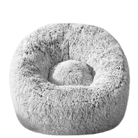 Fauteuil pouf monoplace en fausse fourrure écologique et durable, garni de mousse à mémoire de forme, design moderne pour appartement et école