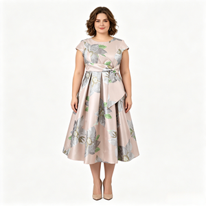 Vestidos Casuales Elegantes de Poliéster Tejido con Estampado Floral para Mujer, Talla Grande, con Spandex, para Ocasiones Especiales, Modelo 2026 - Product Image 2