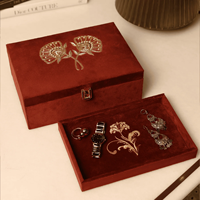 Boîte de présentation vintage personnalisée en velours réutilisable pour bijoux et bibelots, avec gaufrage, emballage de rangement en peluche douce, design plat pour collections